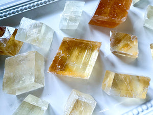 Honey Optical Calcite Rhombus