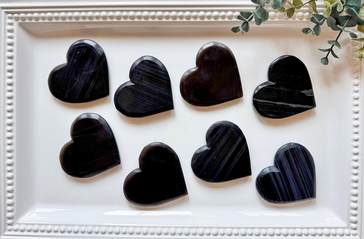 Ice Obsidian Heart Carving