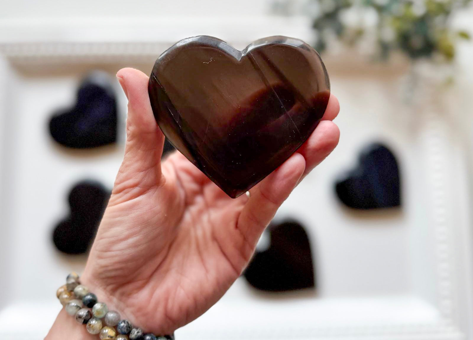 Ice Obsidian Heart Carving
