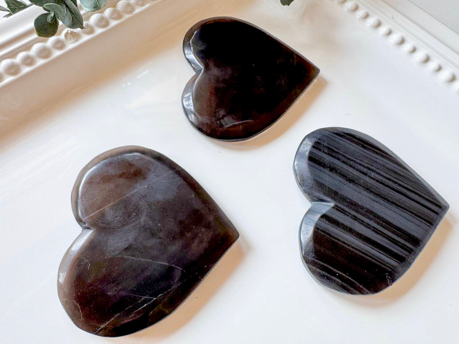 Ice Obsidian Heart Carving