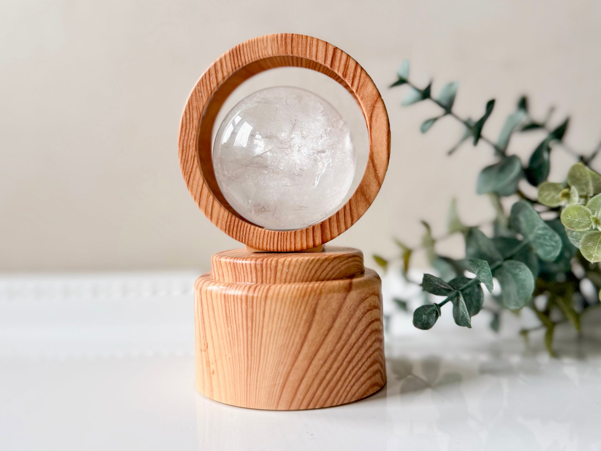 Illuminated Ring Rotating Sphere Stand