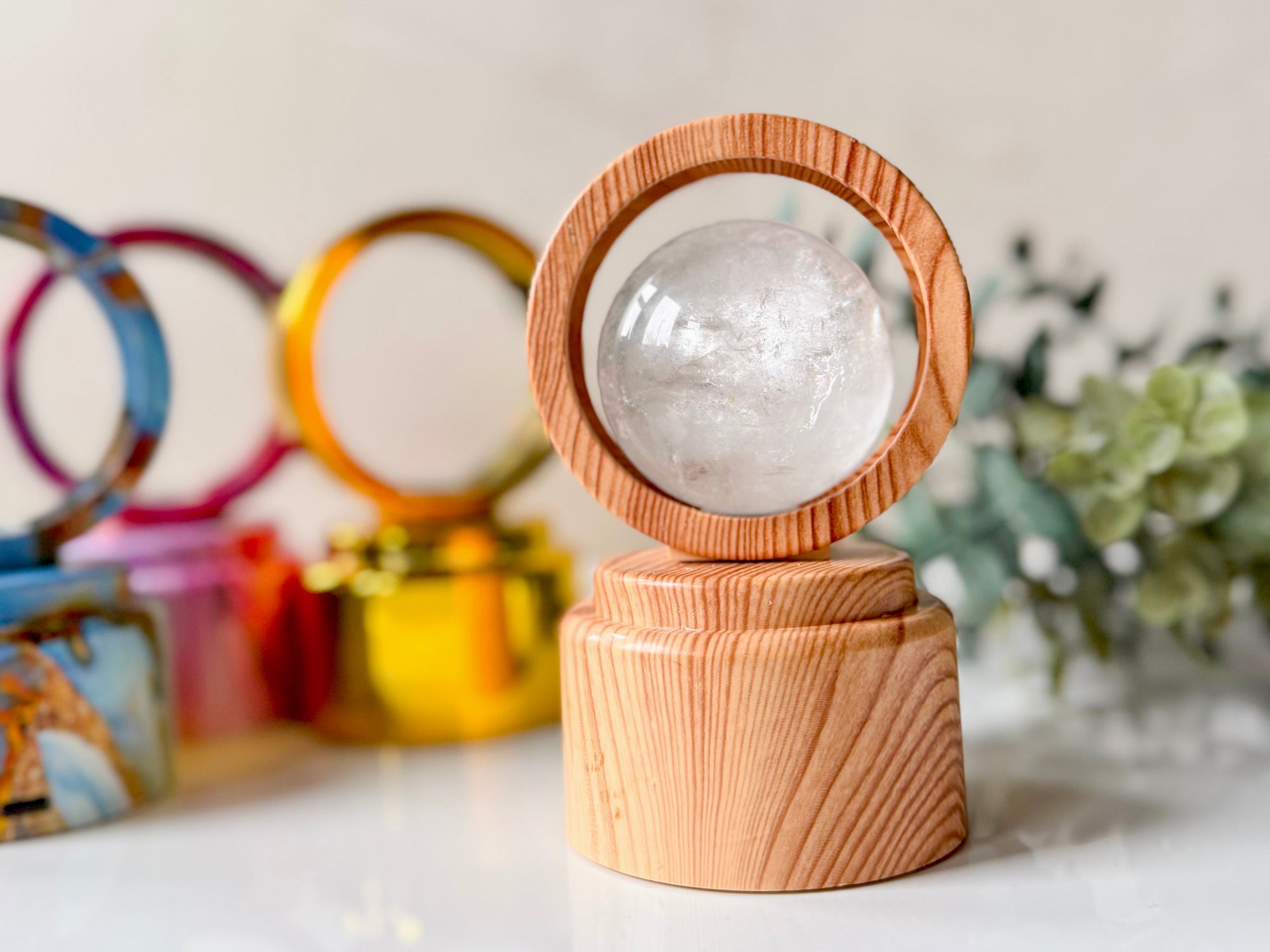 Illuminated Ring Rotating Sphere Stand
