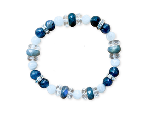 Iolite, Labradorite, Moonstone & Clear Quartz Beaded Bracelet