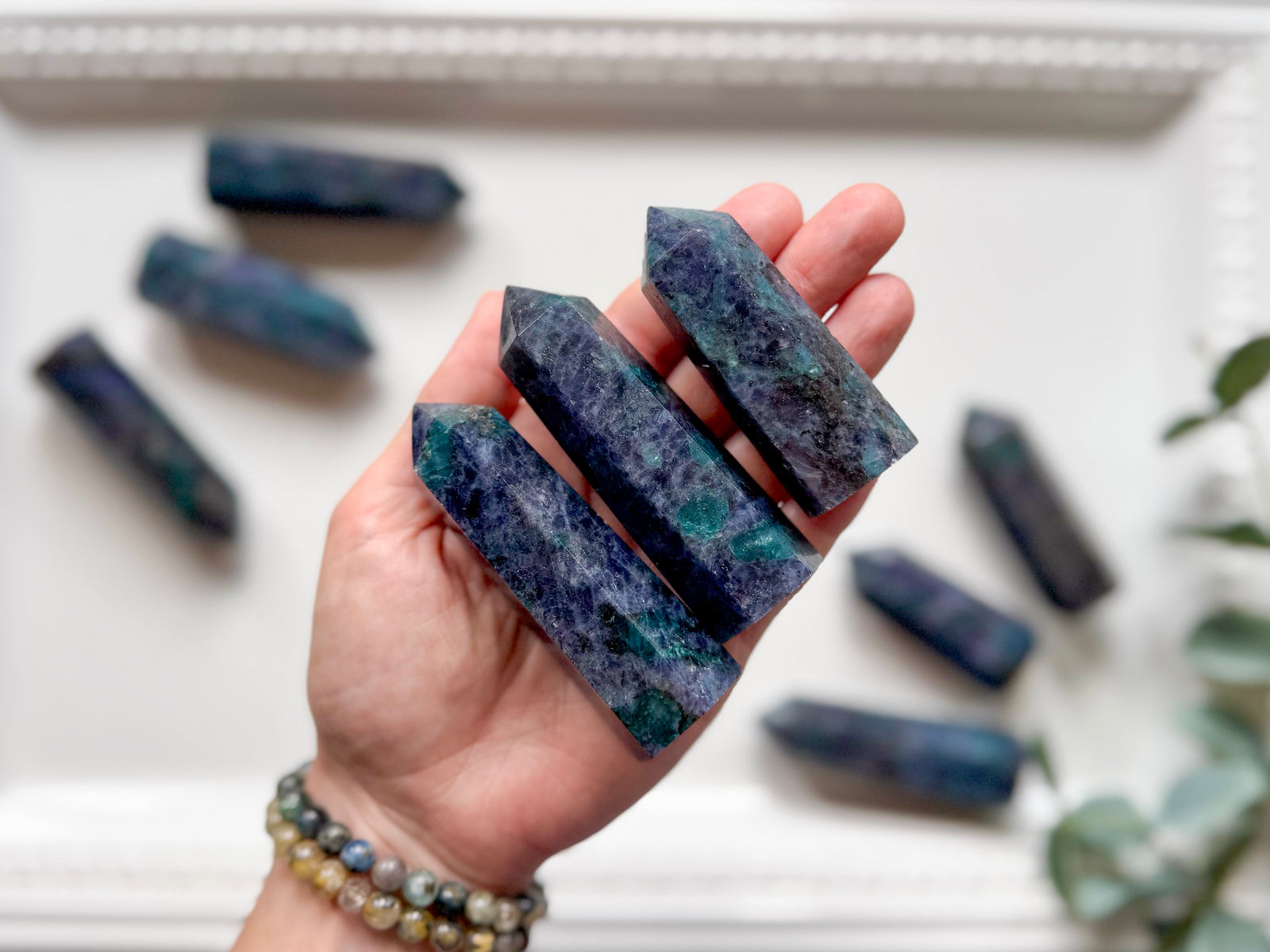 Iolite with Blue Apatite Point