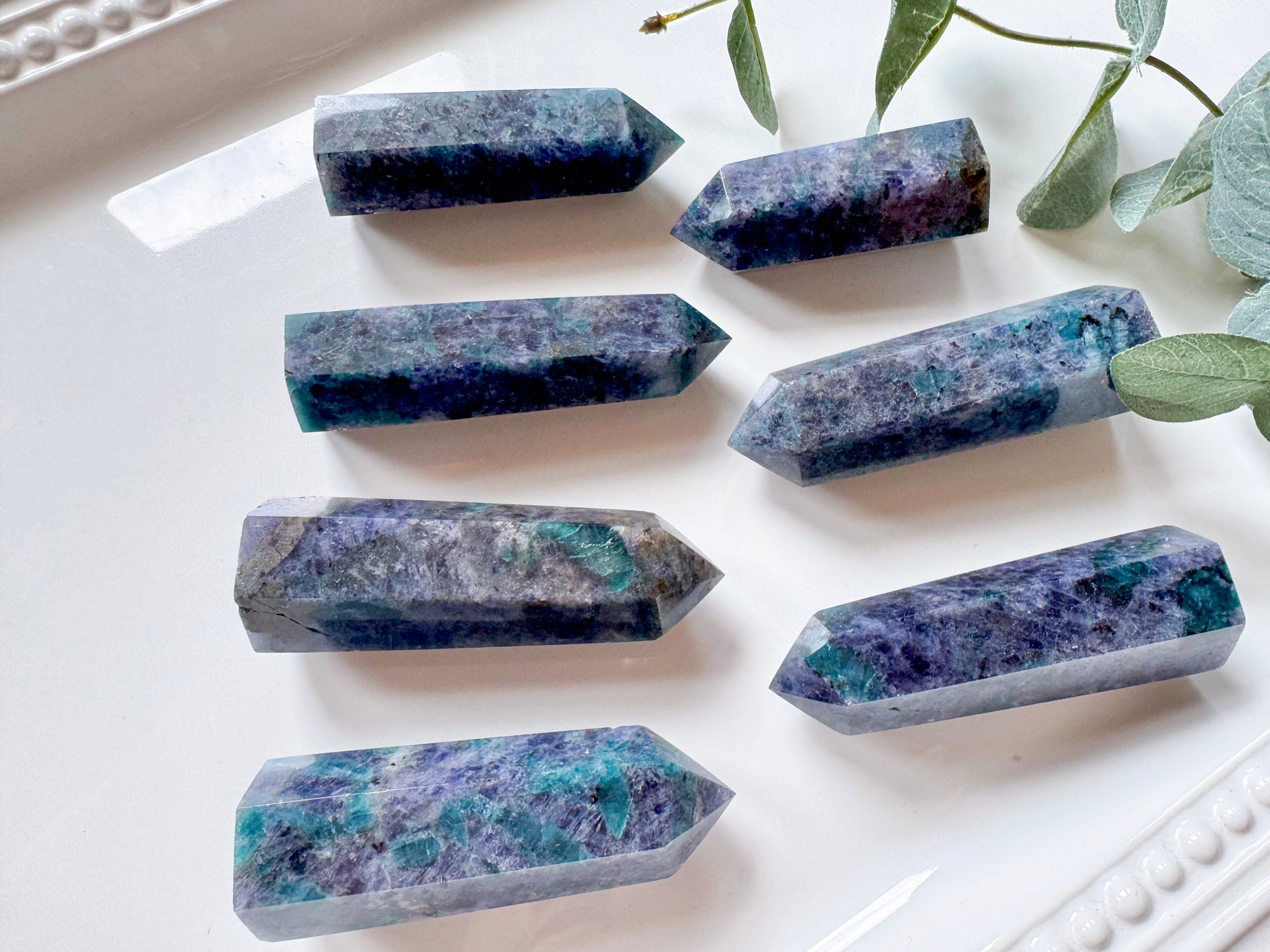Iolite with Blue Apatite Point