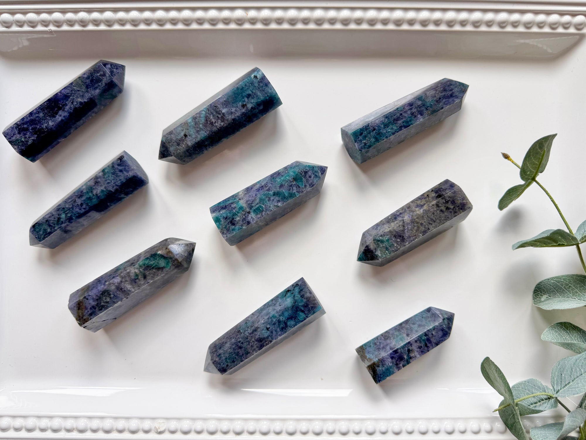 Iolite with Blue Apatite Point