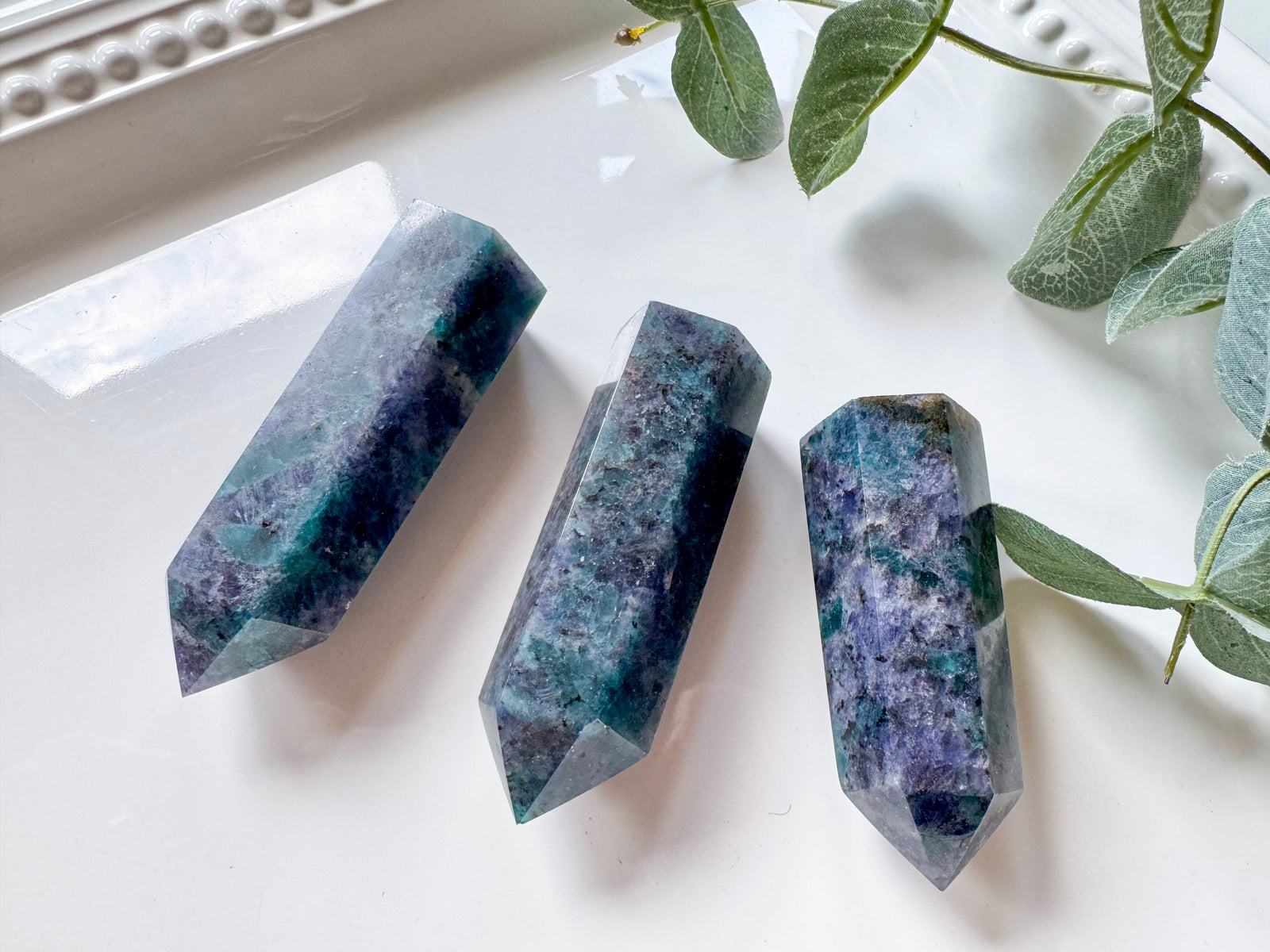 Iolite with Blue Apatite Point