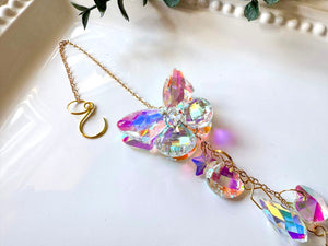 Iridescent Floating Butterfly Rainbow Catcher Window Hanger || Gold