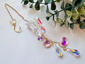Iridescent Floating Butterfly Rainbow Catcher Window Hanger || Gold