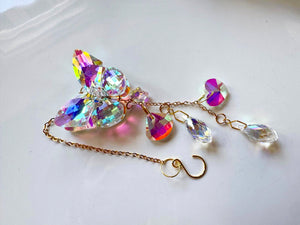 Iridescent Floating Butterfly Rainbow Catcher Window Hanger || Gold