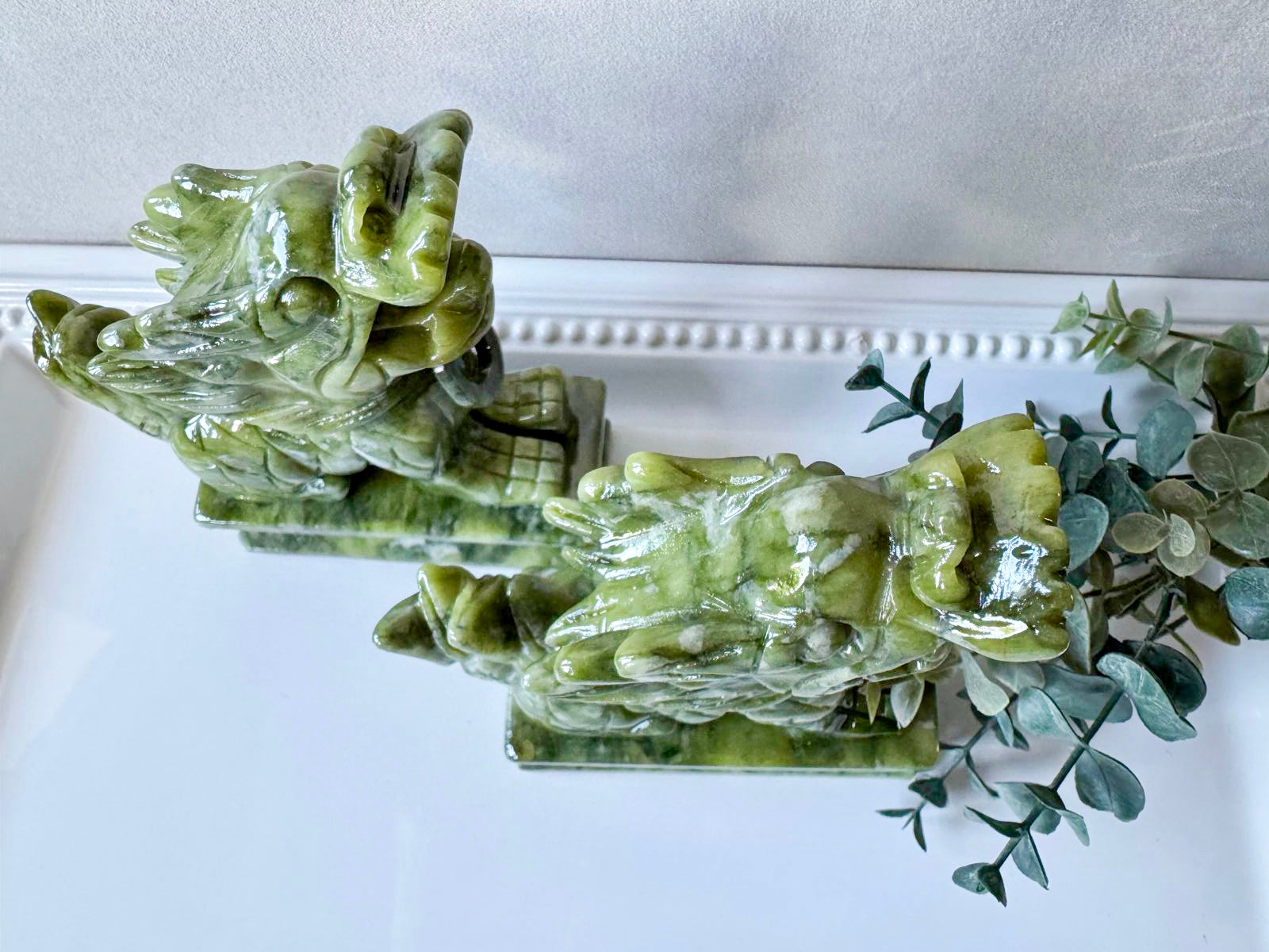 Jade Dragon Kylin Carving Pair