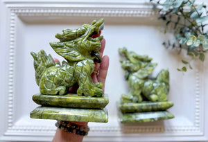 Jade Dragon Kylin Carving Pair