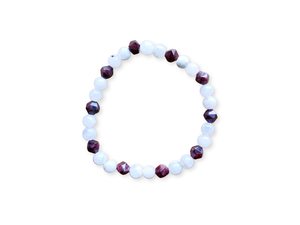 January Bracelet Stack || Garnet & Moonstone Beaded Bracelet || Reiki Infused