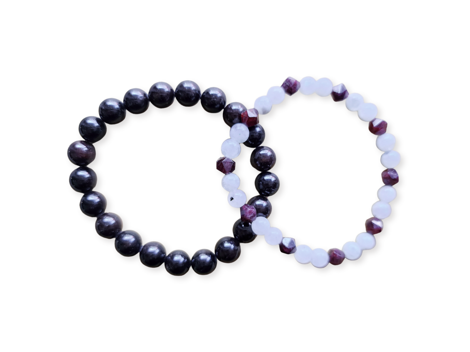 January Bracelet Stack || Garnet & Moonstone Beaded Bracelet || Reiki Infused