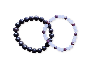 January Bracelet Stack || Garnet & Moonstone Beaded Bracelet || Reiki Infused