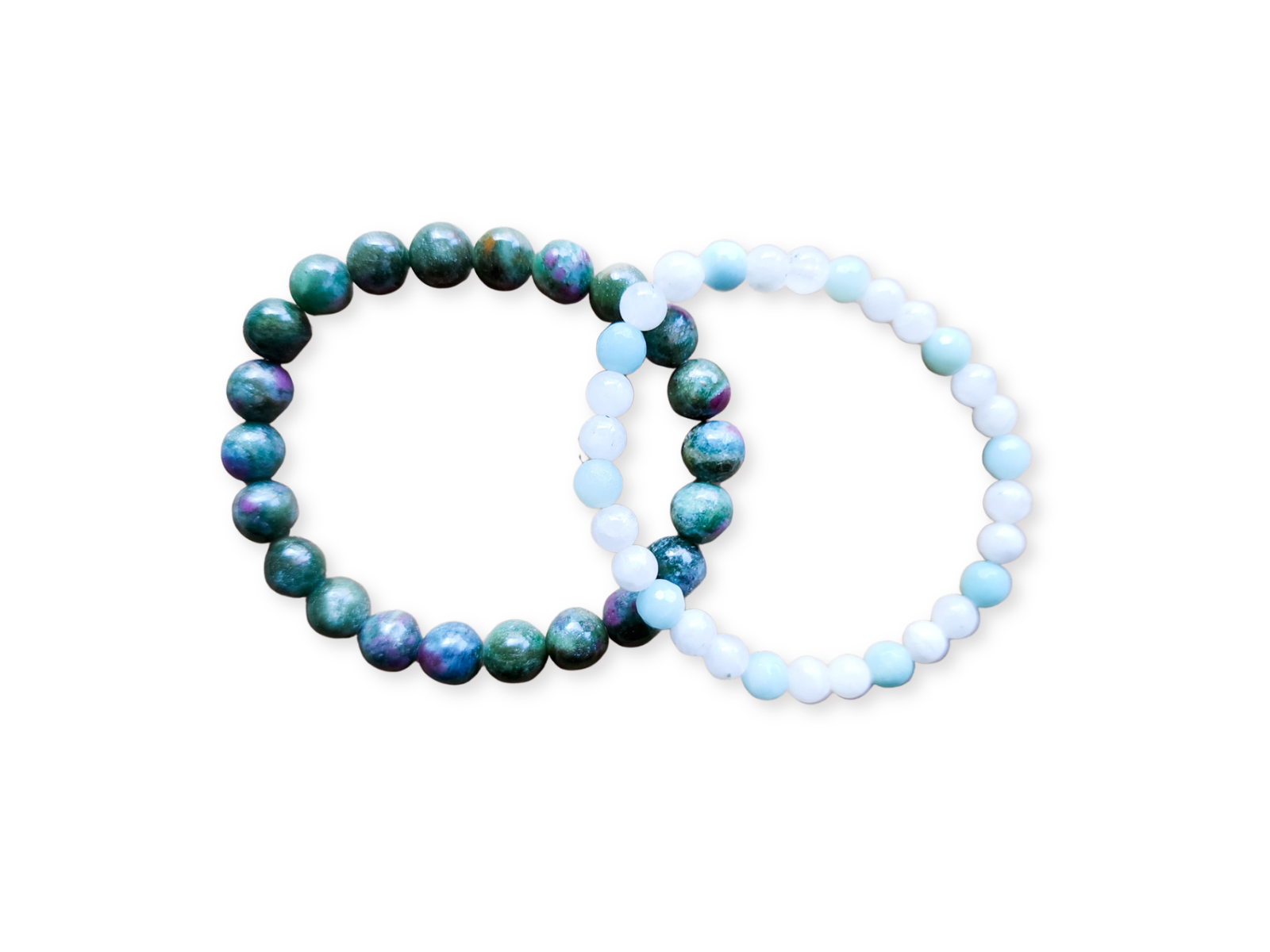 July Bracelet Stack || Ruby in Fuchsite, Amazonite & Moonstone Beaded Bracelet || Reiki Infused