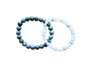 July Bracelet Stack || Ruby in Fuchsite, Amazonite & Moonstone Beaded Bracelet || Reiki Infused