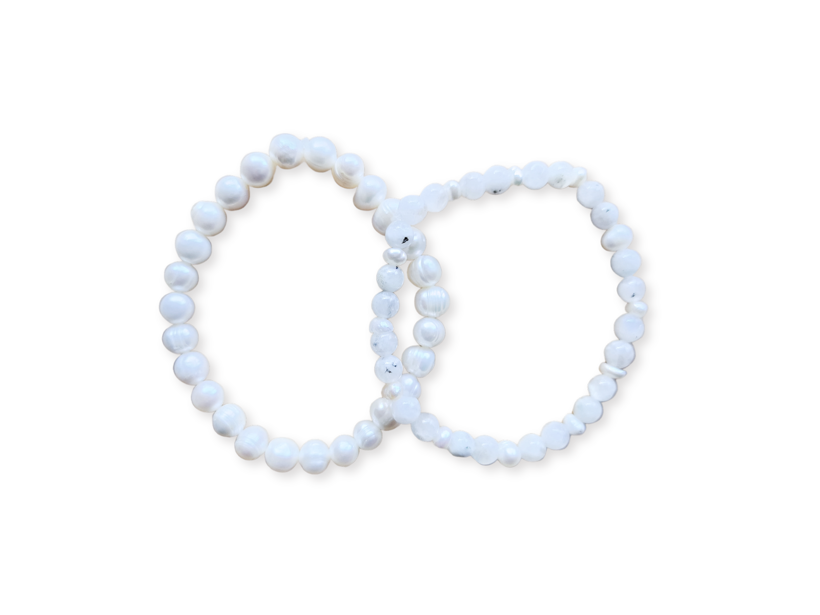 June Bracelet Stack || Mother of Pearl & Moonstone Beaded Bracelet || Reiki Infused