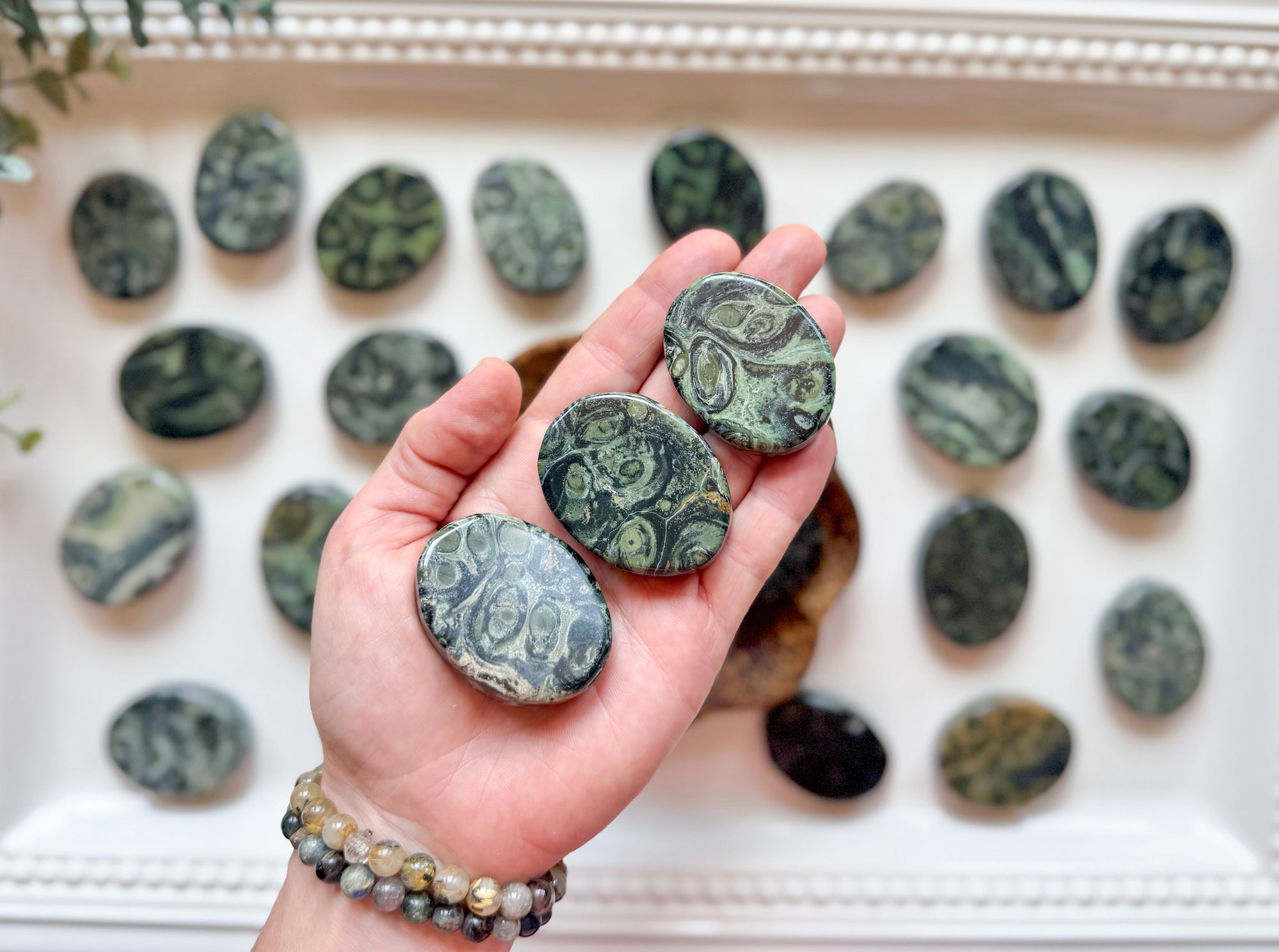 Kambaba Jasper Flat Palm Stone
