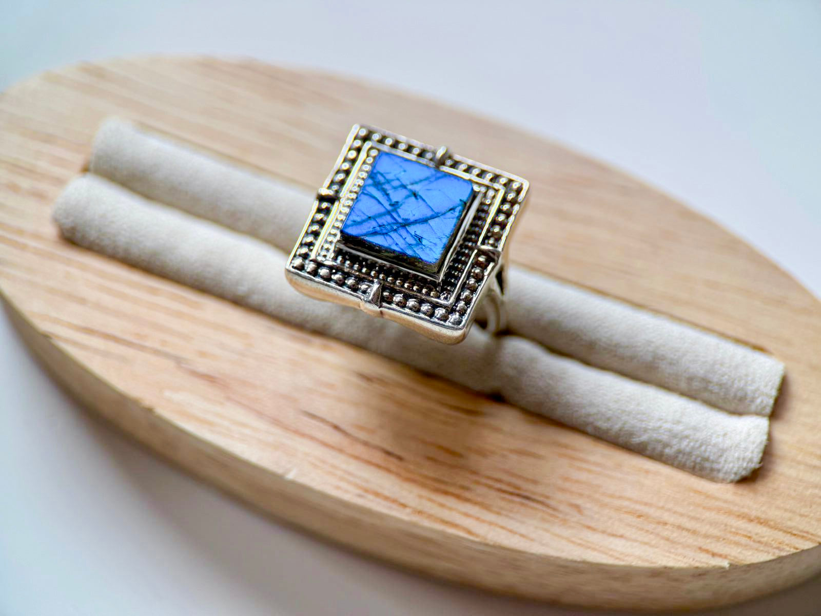 Keystone Mosaic Sterling Ring || Labradorite