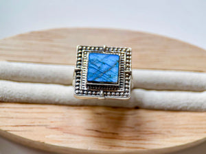 Keystone Mosaic Sterling Ring || Labradorite