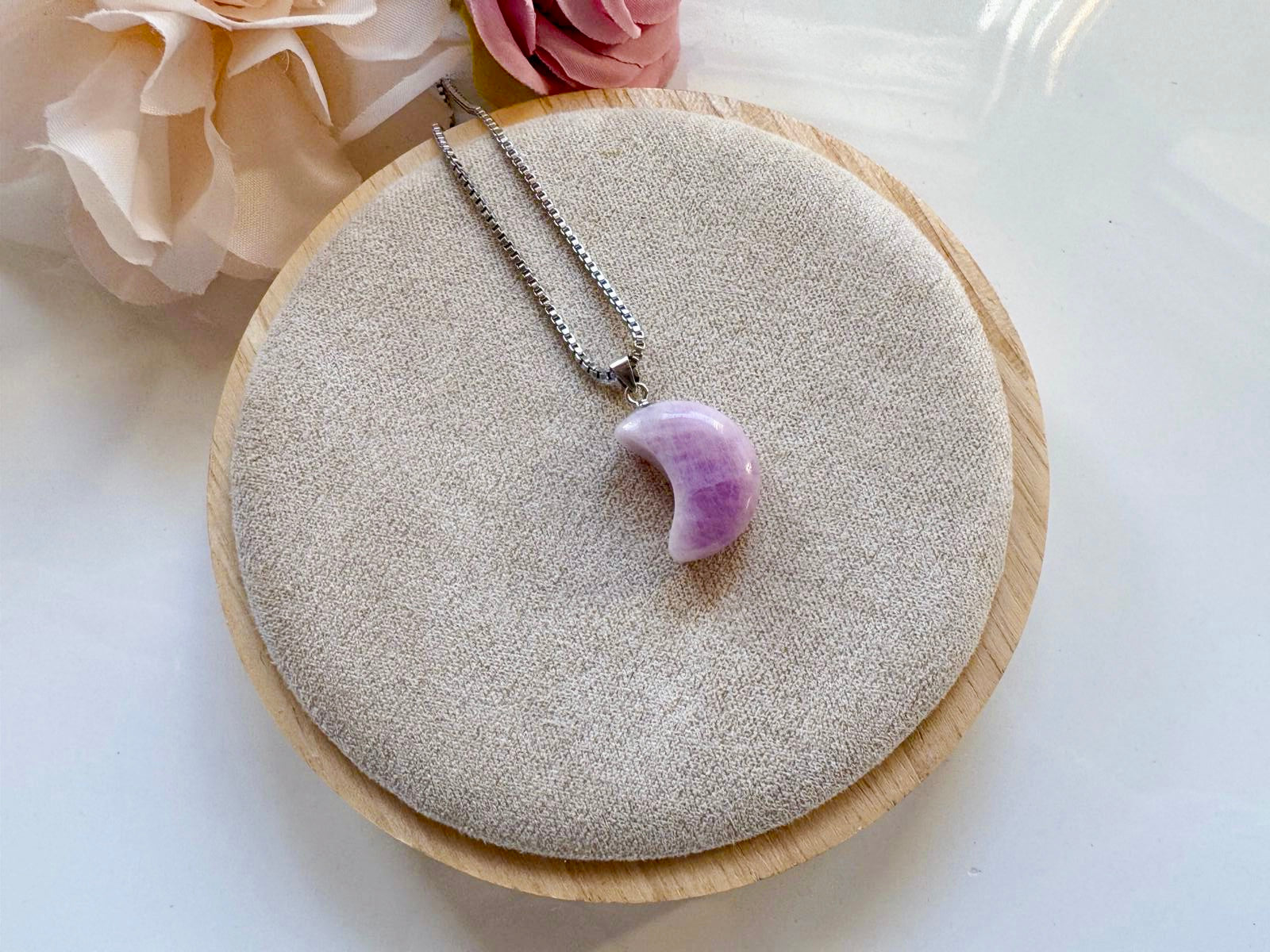 Kunzite Necklace || Crescent Moon & Star