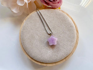Kunzite Necklace || Crescent Moon & Star