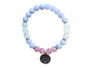 LIBRA Blue Lace Agate, Moonstone, Rose Quartz Beaded Bracelet || Reiki Infused