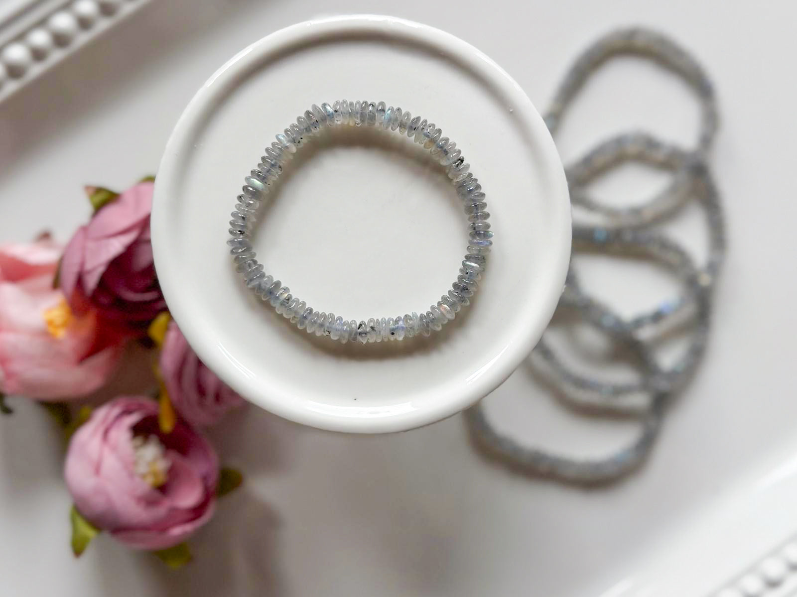 Labradorite 4mm Rondelle Beaded Bracelet 
