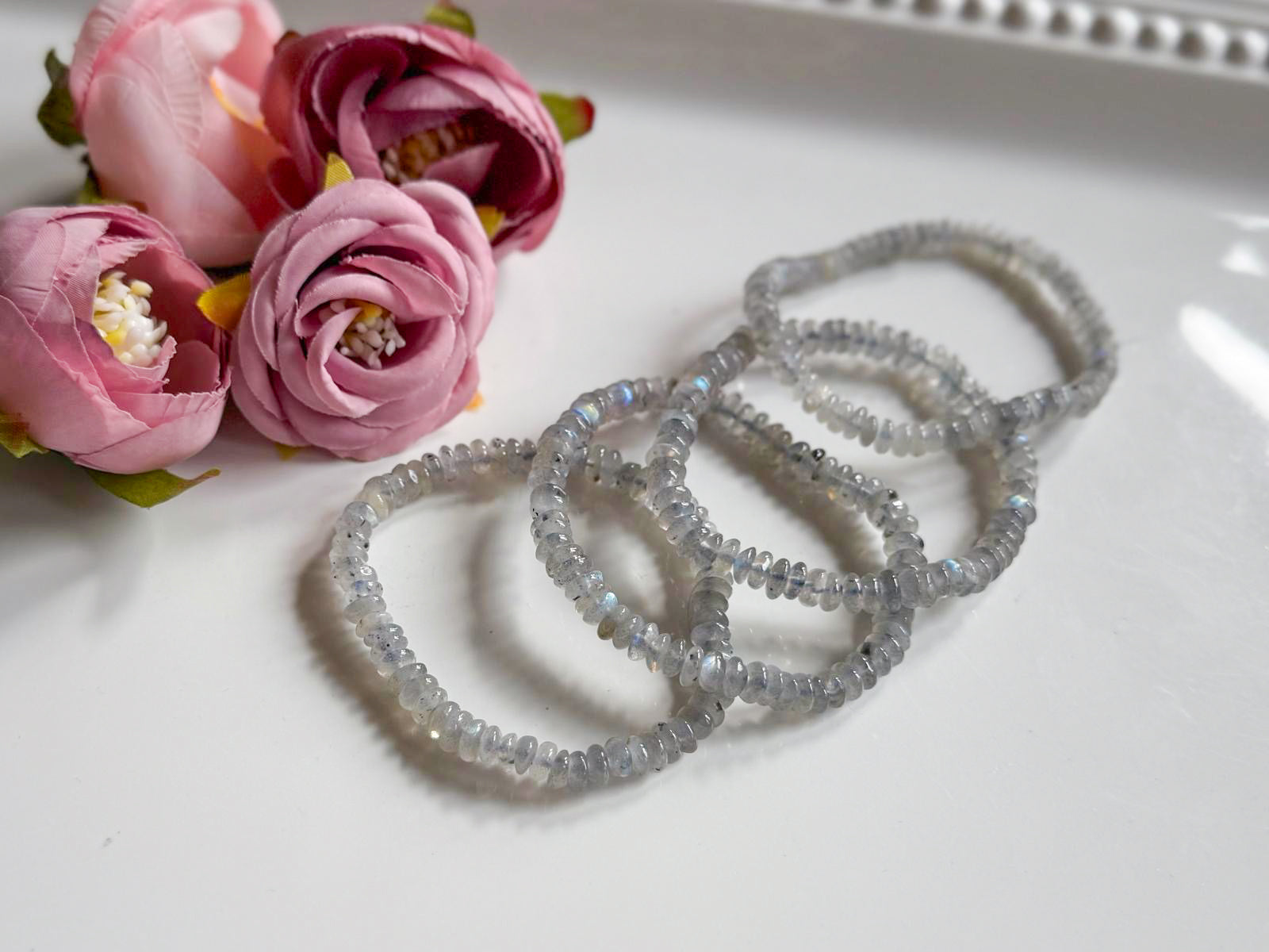 Labradorite 4mm Rondelle Beaded Bracelet 
