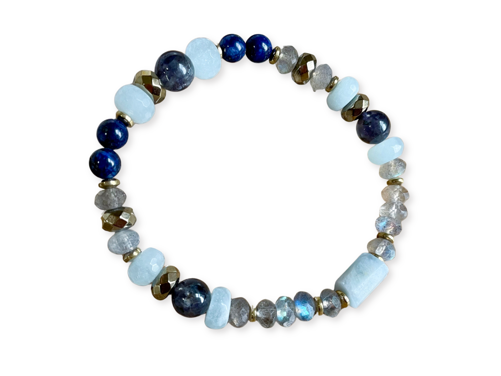 Labradorite, Aquamarine, Lapis Lazuli & Iolite Beaded Bracelet || Reiki Infused