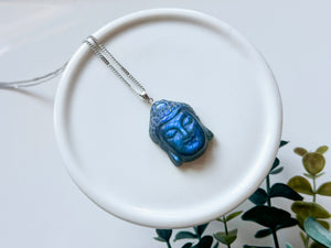 Labradorite Buddha Pendant Necklace