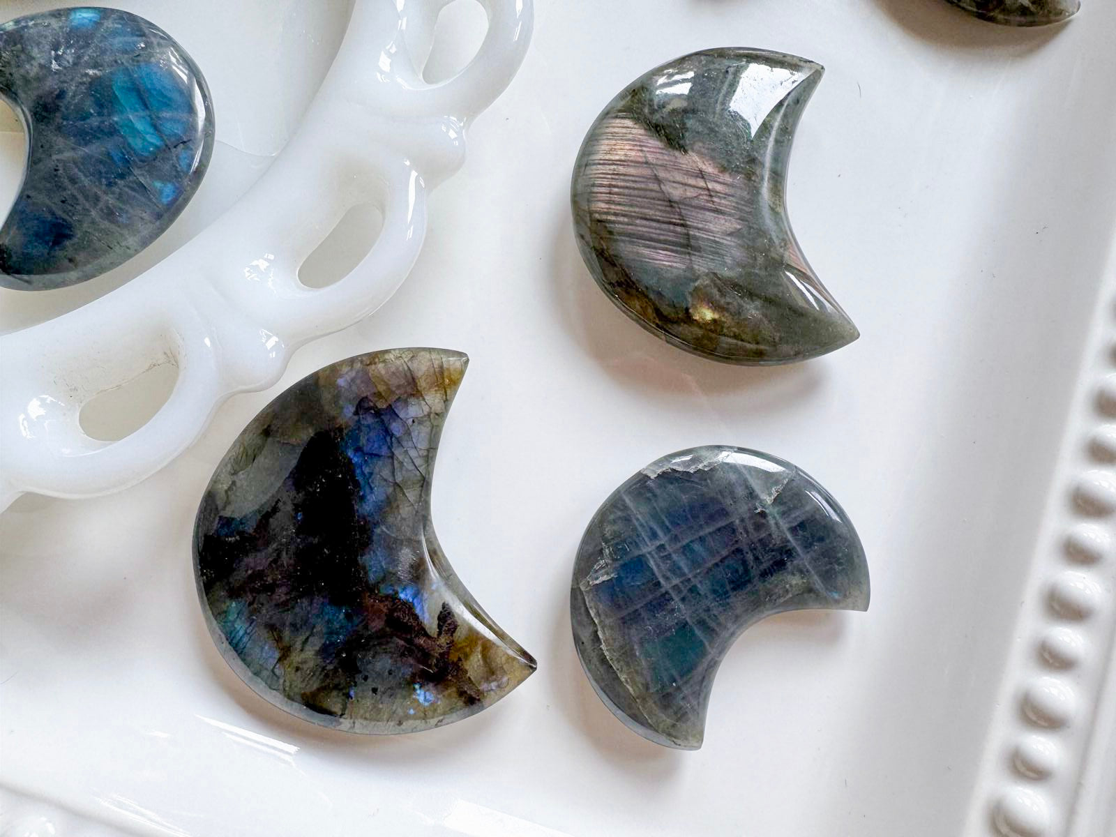 Labradorite Crescent Moon Carving