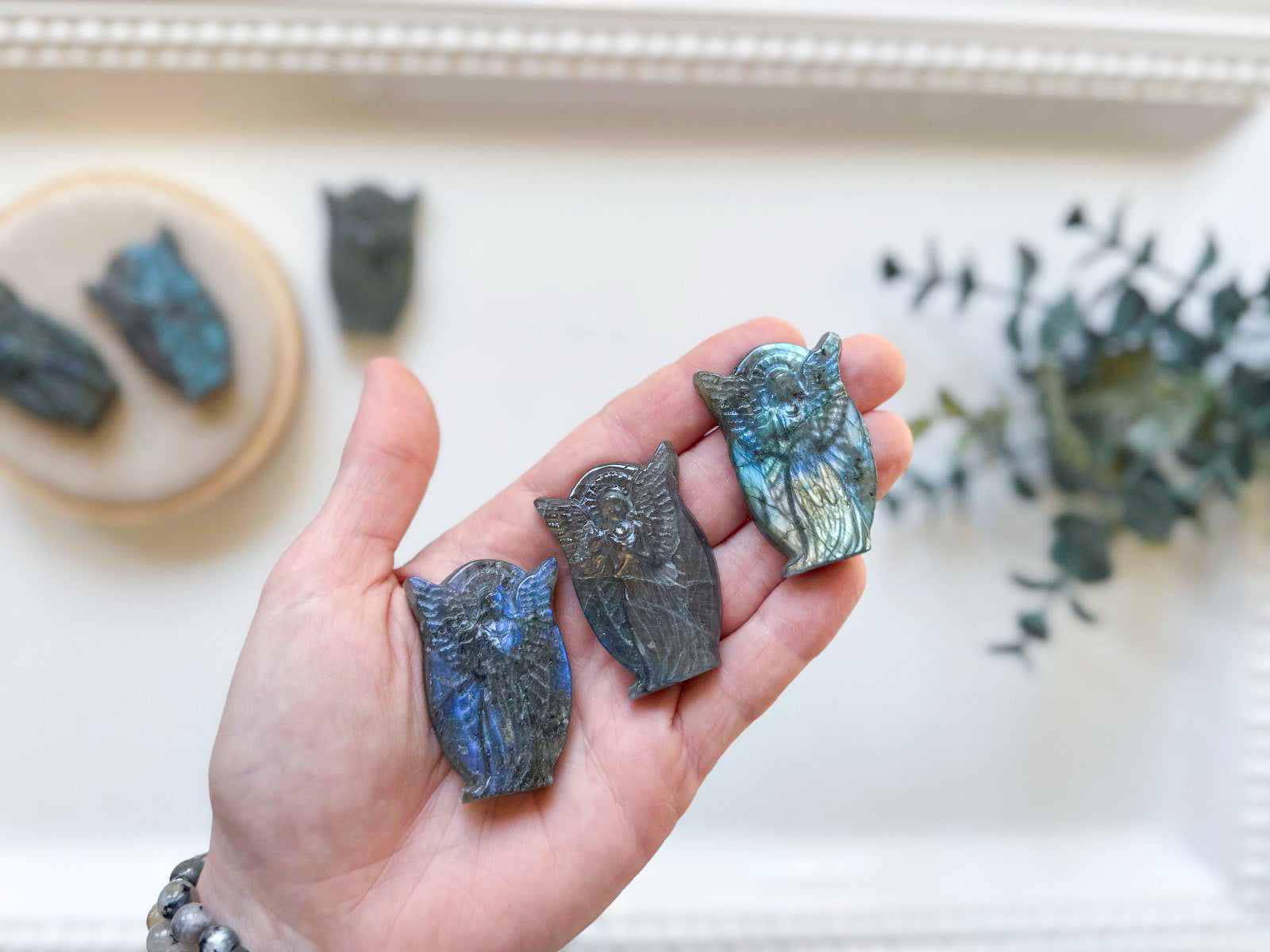 Labradorite Flat Angel Carving