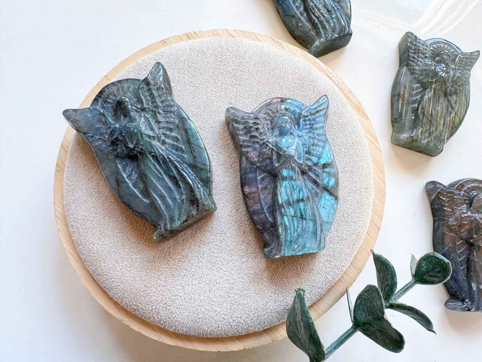 Labradorite Flat Angel Carving
