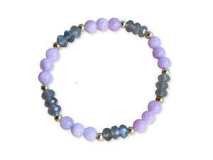Labradorite & Lavender Jade Bracelet || Gold Accents || Reiki Infused