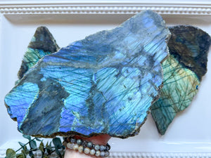Labradorite || Raw & Polished Slice