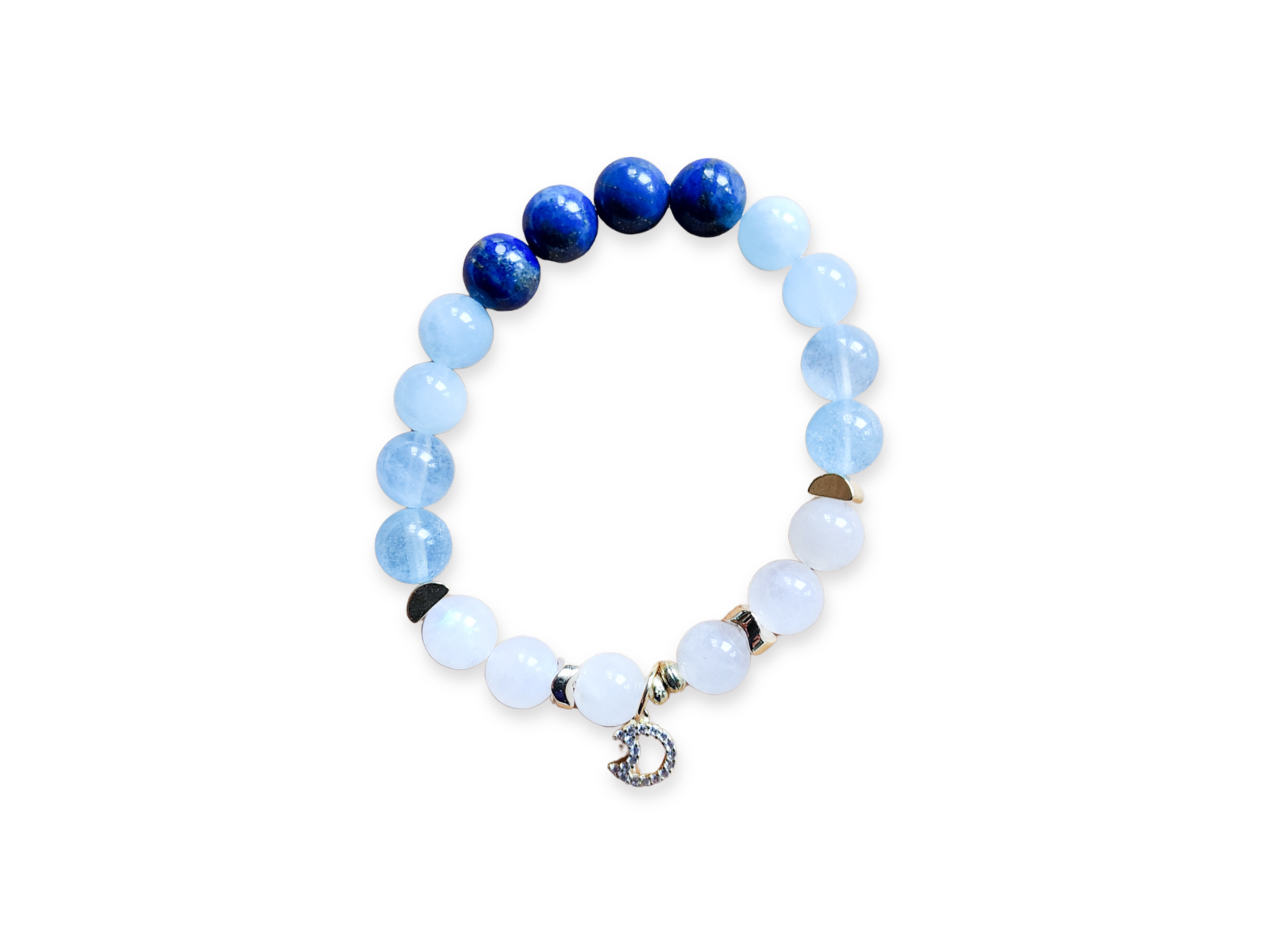 Lapis Lazuli, Aquamarine, & Rainbow Moonstone Beaded Bracelet || Reiki Infused