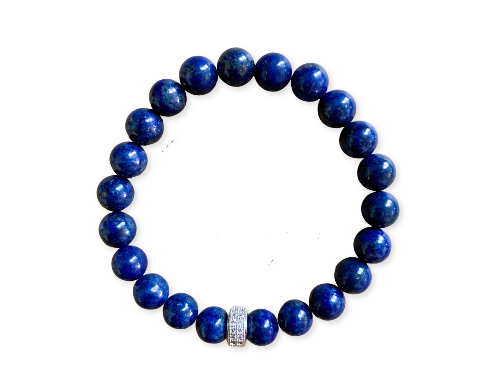 Lapis Lazuli & Micro Pave Sterling Beaded Bracelet || Reiki Infused
