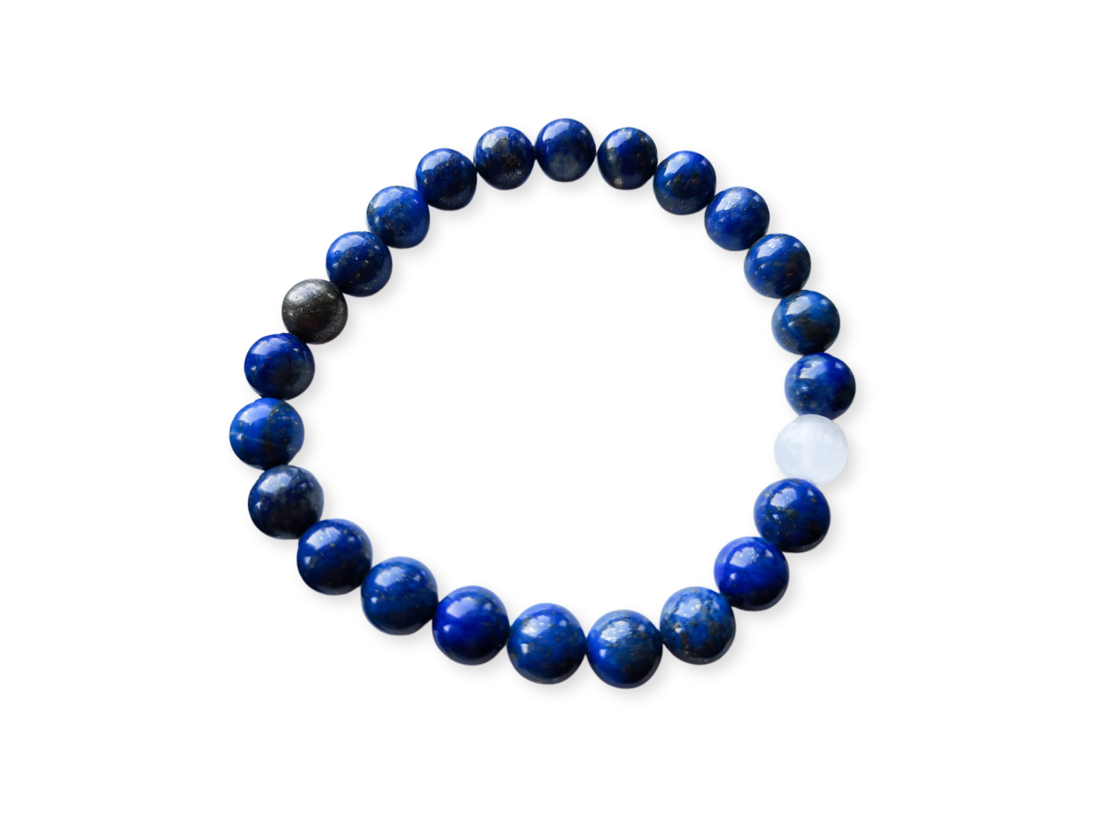LapisLazuli_Selenite_PyriteBeadedBraceletReikiInfused