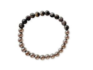 Larvikite & Hematite Beaded Bracelet || Reiki Infused