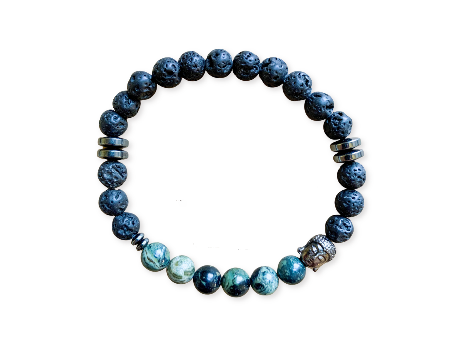 Lava, Kambaba Jasper and Hematite Beaded Bracelet || Reiki Infused