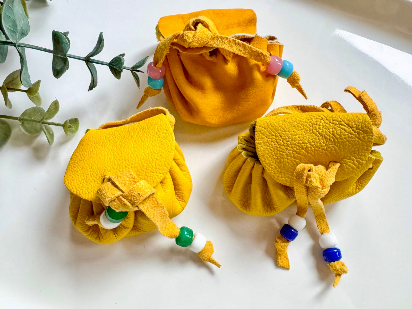 Leather Cinch Bag Pouch