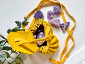 Leather Cinch Bag Pouch