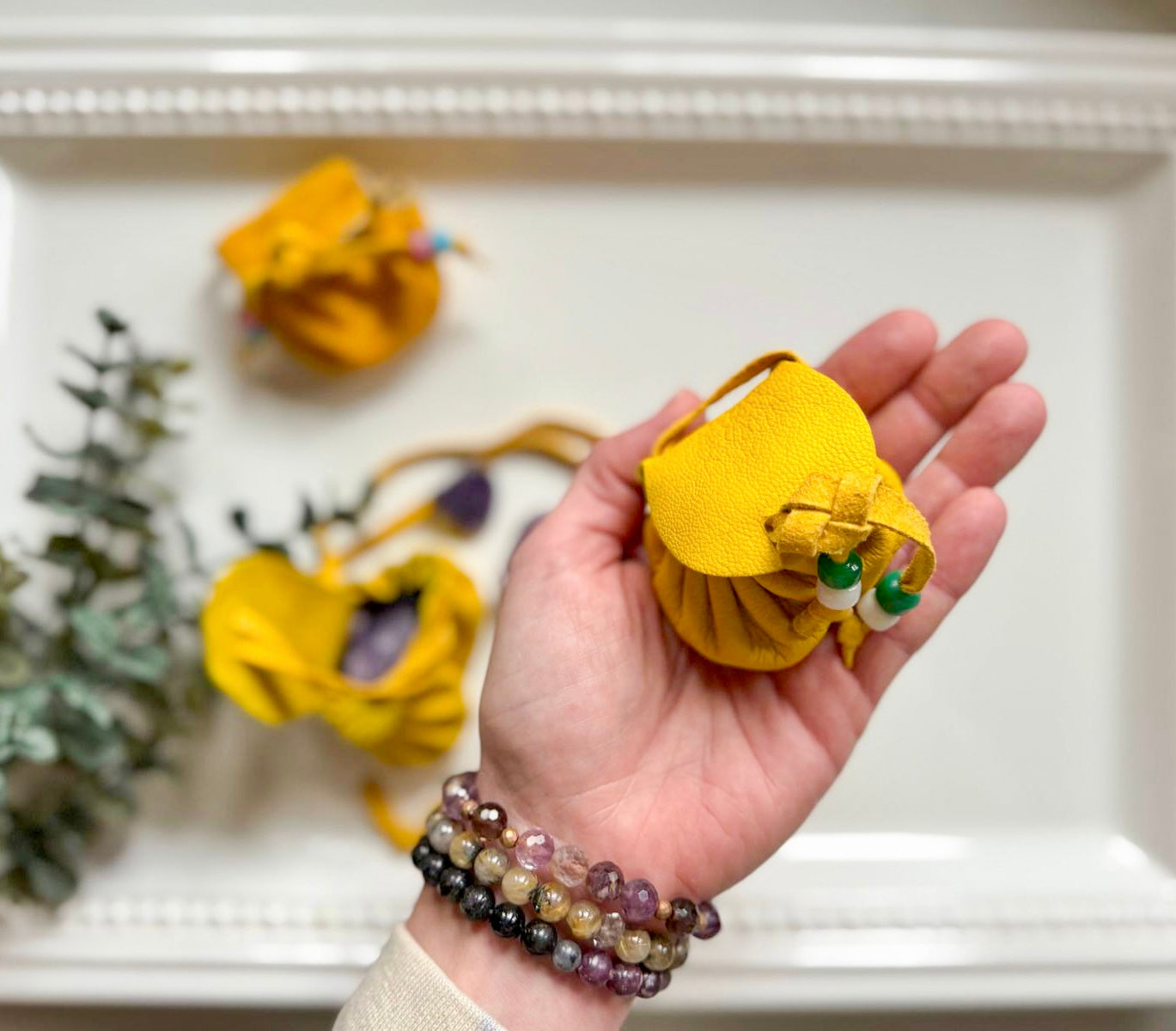 Leather Cinch Bag Pouch