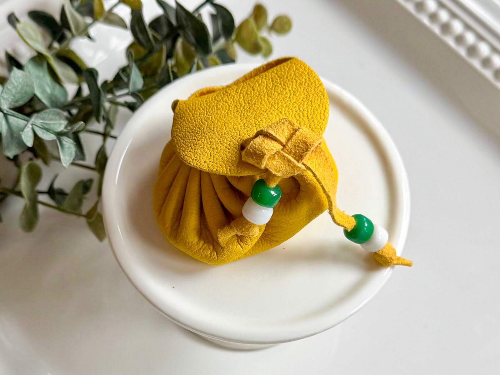 Leather Cinch Bag Pouch