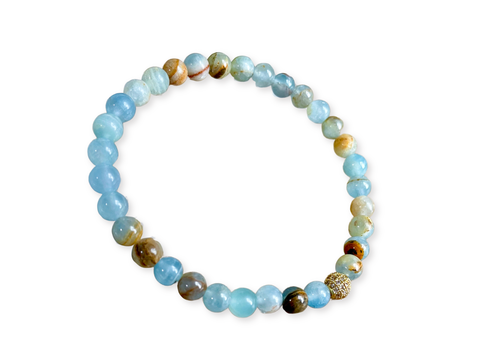 Lemurian Aquatine Calcite Beaded Bracelet || Reiki Infused