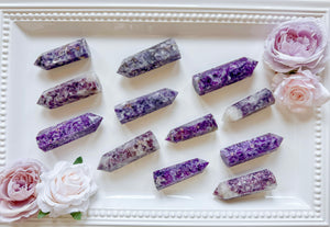 Lepidolite in Quartz Points