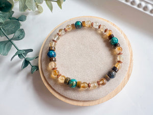 Lion's Mane Beaded Bracelet || Citrine, Tiger Eye & Chrysocolla || Reiki Infused