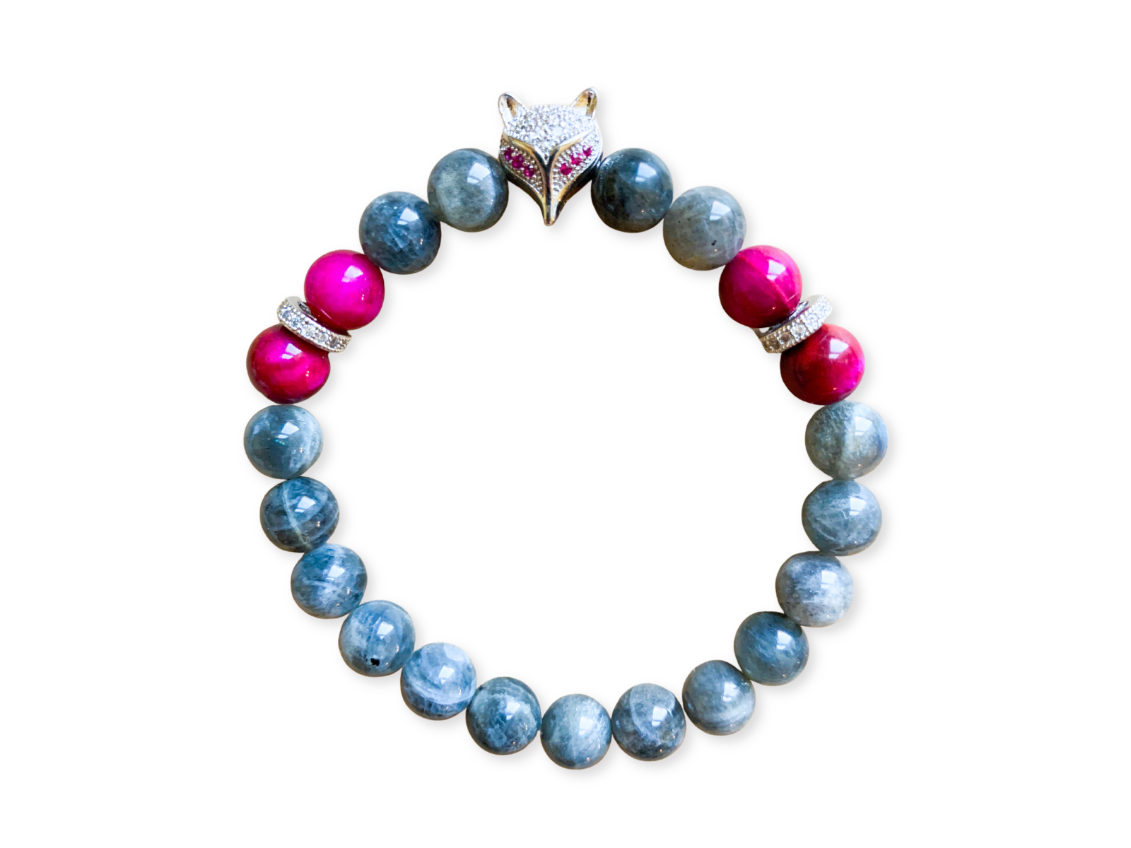 Magenta Tiger Eye and Labradorite Beaded Bracelet || Reiki Infused